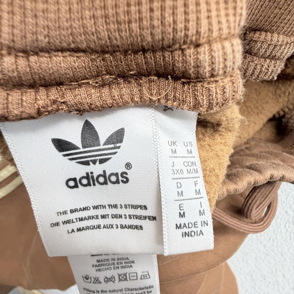Adidas Pants Womens M Brown Fleece Track Tapered Side Stripe Originals - Picture 8 of 9